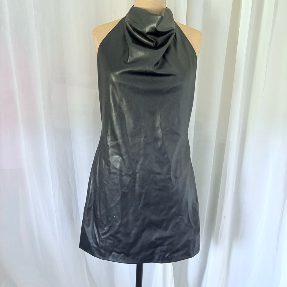 Zara Elegant Black Halter Mini Dress